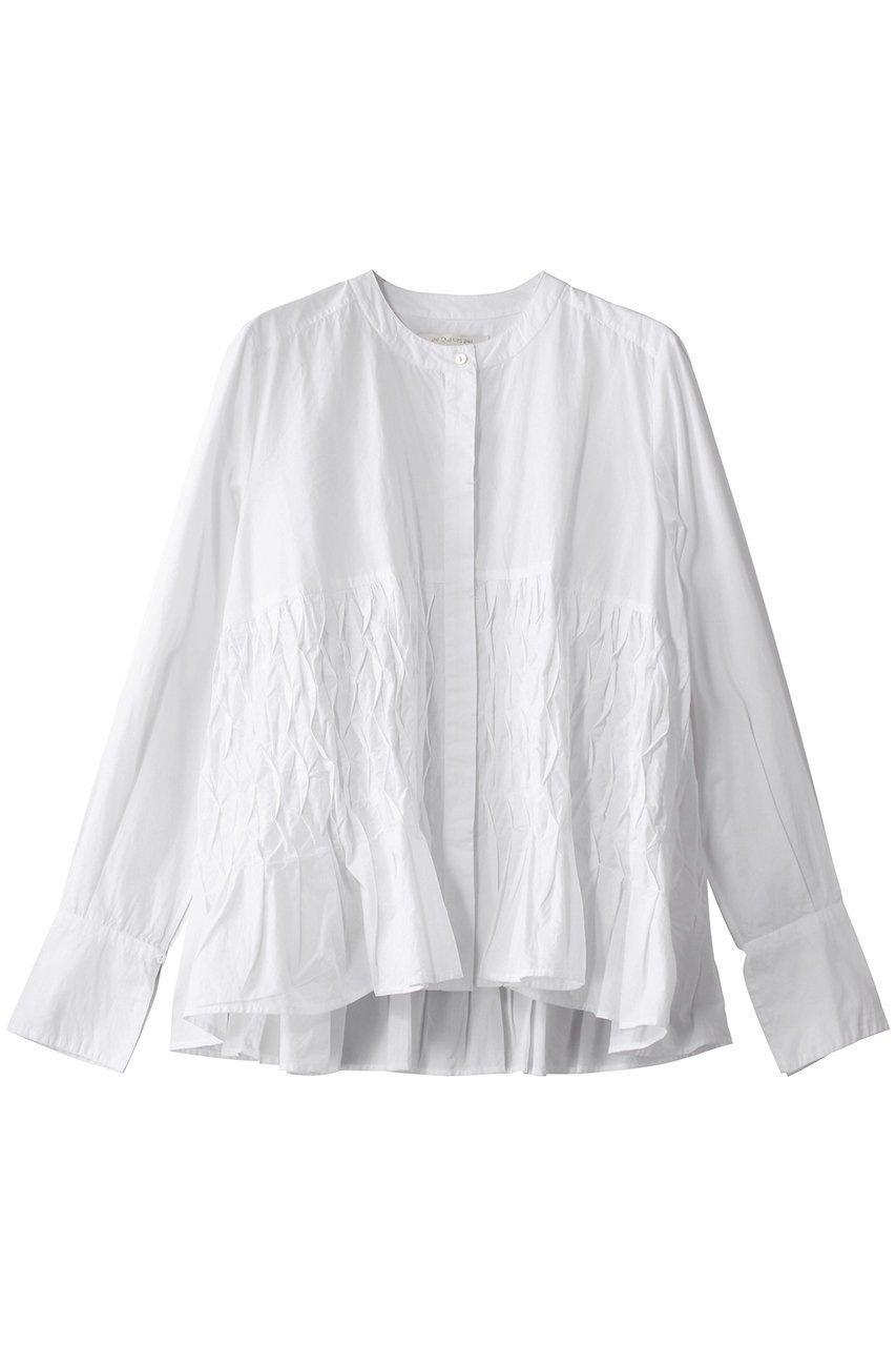 【ヌキテパ/NE QUITTEZ PAS】のCOTTON POPLIN ウェーブ タックブラウス 人気、トレンドファッション・服の通販 founy(ファニー) 　ファッション　Fashion　レディースファッション　Fashion for Women　トップス・カットソー　Cut & Sew Tops　シャツ・ブラウス・オフィスカジュアル　Elegant Blouses & Button-Ups　ウェーブ　Wavy Pattern　スリーブ　Sleeve, Long Sleeve / Short Sleeve　フレア　Flare, Flared　ロング　Long, Long-Length　エレガント 上品　Elegant　 other-1|ID: prp329100004423990 ipo3291000000032854815