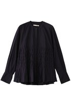 【ヌキテパ/NE QUITTEZ PAS】のCOTTON POPLIN ウェーブ タックブラウス 人気、トレンドファッション・服の通販 founy(ファニー) ファッション Fashion レディースファッション Fashion for Women トップス・カットソー Cut & Sew Tops シャツ・ブラウス・オフィスカジュアル Elegant Blouses & Button-Ups ウェーブ Wavy Pattern スリーブ Sleeve, Long Sleeve / Short Sleeve フレア Flare, Flared ロング Long, Long-Length エレガント 上品 Elegant thumbnail ネイビー|ID: prp329100004423990 ipo3291000000032854824