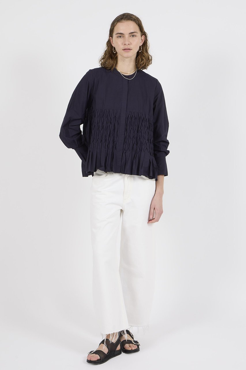 【ヌキテパ/NE QUITTEZ PAS】のCOTTON POPLIN ウェーブ タックブラウス 人気、トレンドファッション・服の通販 founy(ファニー) 　ファッション　Fashion　レディースファッション　Fashion for Women　トップス・カットソー　Cut & Sew Tops　シャツ・ブラウス・オフィスカジュアル　Elegant Blouses & Button-Ups　ウェーブ　Wavy Pattern　スリーブ　Sleeve, Long Sleeve / Short Sleeve　フレア　Flare, Flared　ロング　Long, Long-Length　エレガント 上品　Elegant　other-6|ID: prp329100004423990 ipo3291000000032854843