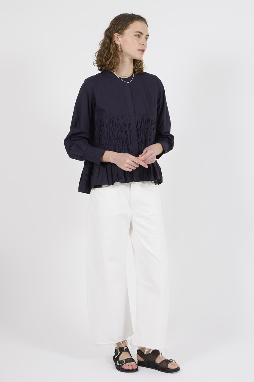 【ヌキテパ/NE QUITTEZ PAS】のCOTTON POPLIN ウェーブ タックブラウス 人気、トレンドファッション・服の通販 founy(ファニー) 　ファッション　Fashion　レディースファッション　Fashion for Women　トップス・カットソー　Cut & Sew Tops　シャツ・ブラウス・オフィスカジュアル　Elegant Blouses & Button-Ups　ウェーブ　Wavy Pattern　スリーブ　Sleeve, Long Sleeve / Short Sleeve　フレア　Flare, Flared　ロング　Long, Long-Length　エレガント 上品　Elegant　other-7|ID: prp329100004423990 ipo3291000000032854847