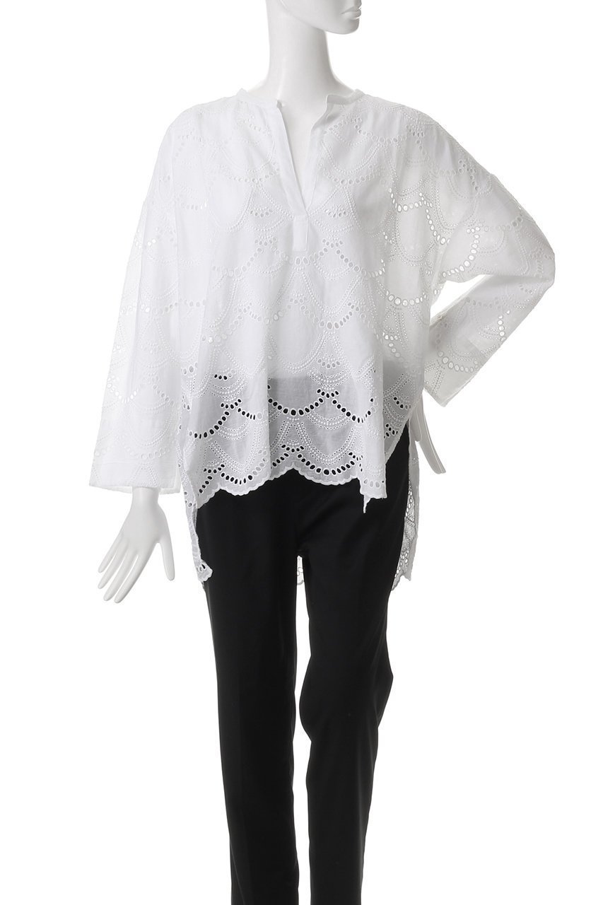 【ヌキテパ/NE QUITTEZ PAS】のCOTTON VOILE DOT HEMLA ブラウス 人気、トレンドファッション・服の通販 founy(ファニー) 　ファッション　Fashion　レディースファッション　Fashion for Women　トップス・カットソー　Cut & Sew Tops　シャツ・ブラウス・オフィスカジュアル　Elegant Blouses & Button-Ups　スカラップ　Scallop, Scalloped Edge　スリーブ　Sleeve, Long Sleeve / Short Sleeve　フェミニン　Feminine, Girly　レース　Lace, Lace Fabric　ロング　Long, Long-Length　春　Spring　other-2|ID: prp329100004423992 ipo3291000000032854780