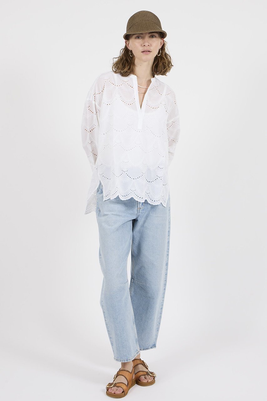 【ヌキテパ/NE QUITTEZ PAS】のCOTTON VOILE DOT HEMLA ブラウス 人気、トレンドファッション・服の通販 founy(ファニー) 　ファッション　Fashion　レディースファッション　Fashion for Women　トップス・カットソー　Cut & Sew Tops　シャツ・ブラウス・オフィスカジュアル　Elegant Blouses & Button-Ups　スカラップ　Scallop, Scalloped Edge　スリーブ　Sleeve, Long Sleeve / Short Sleeve　フェミニン　Feminine, Girly　レース　Lace, Lace Fabric　ロング　Long, Long-Length　春　Spring　other-7|ID: prp329100004423992 ipo3291000000032854803