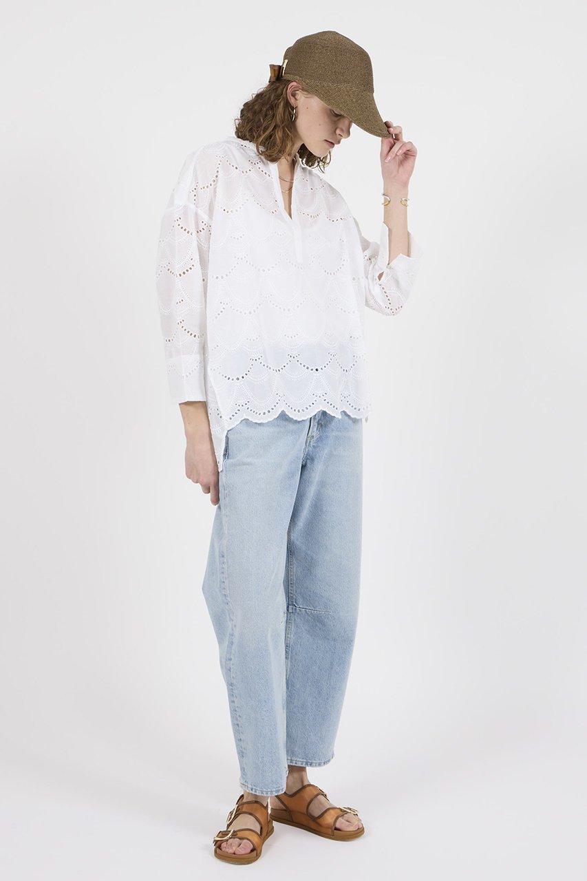 【ヌキテパ/NE QUITTEZ PAS】のCOTTON VOILE DOT HEMLA ブラウス 人気、トレンドファッション・服の通販 founy(ファニー) 　ファッション　Fashion　レディースファッション　Fashion for Women　トップス・カットソー　Cut & Sew Tops　シャツ・ブラウス・オフィスカジュアル　Elegant Blouses & Button-Ups　スカラップ　Scallop, Scalloped Edge　スリーブ　Sleeve, Long Sleeve / Short Sleeve　フェミニン　Feminine, Girly　レース　Lace, Lace Fabric　ロング　Long, Long-Length　春　Spring　other-8|ID: prp329100004423992 ipo3291000000032854807