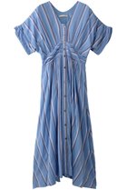 【ヌキテパ/NE QUITTEZ PAS】のCOTTON VOILE STRIPE ウエスト ギャザードレス ブルー|ID: prp329100004423994 ipo3291000000032807316