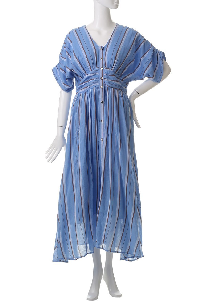 【ヌキテパ/NE QUITTEZ PAS】のCOTTON VOILE STRIPE ウエスト ギャザードレス 人気、トレンドファッション・服の通販 founy(ファニー) 　ファッション　Fashion　レディースファッション　Fashion for Women　ワンピース　Dresses　フォーマル・パーティードレス・結婚式用ドレス　Elegant & Casual Dresses　チュニック　Tunic Tops & Dresses　ギャザー　Gathered, Ruffled　ストライプ　Stripe, Striped Pattern　チュニック　Tunic, Long Top　ドレス　Dress, One-Piece　ペーパー　Paper, Kraft Paper　ラフィア　Raffia, Natural Straw　リゾート　Resort, Vacation Style　ロング　Long, Long-Length　夏　Summer　other-2|ID: prp329100004423994 ipo3291000000032807317