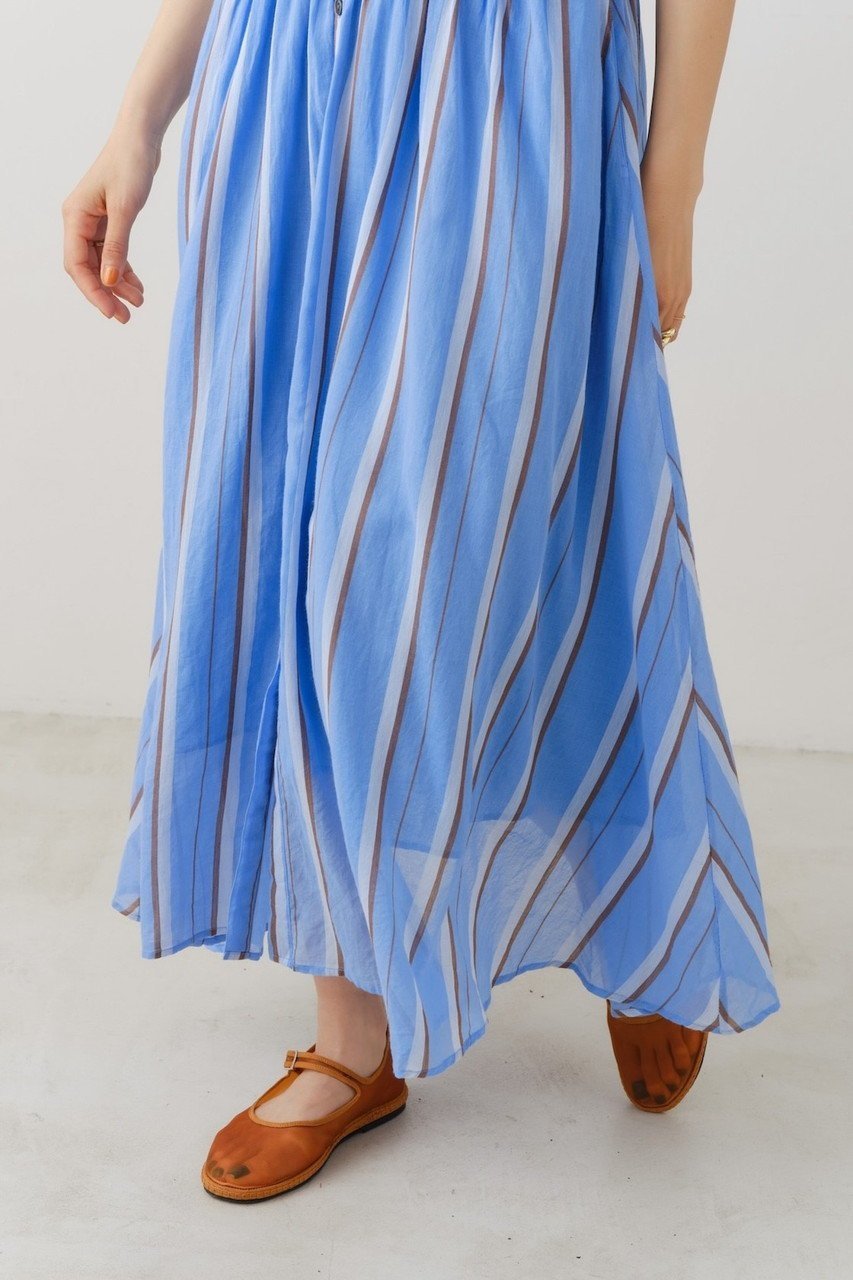【ヌキテパ/NE QUITTEZ PAS】のCOTTON VOILE STRIPE ウエスト ギャザードレス 人気、トレンドファッション・服の通販 founy(ファニー) 　ファッション　Fashion　レディースファッション　Fashion for Women　ワンピース　Dresses　フォーマル・パーティードレス・結婚式用ドレス　Elegant & Casual Dresses　チュニック　Tunic Tops & Dresses　ギャザー　Gathered, Ruffled　ストライプ　Stripe, Striped Pattern　チュニック　Tunic, Long Top　ドレス　Dress, One-Piece　ペーパー　Paper, Kraft Paper　ラフィア　Raffia, Natural Straw　リゾート　Resort, Vacation Style　ロング　Long, Long-Length　夏　Summer　other-7|ID: prp329100004423994 ipo3291000000032807322