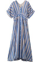 【ヌキテパ/NE QUITTEZ PAS】のCotton Voile Stripe ウエスト ギャザードレス ブルー|ID: prp329100004423994 ipo3291000000036026739