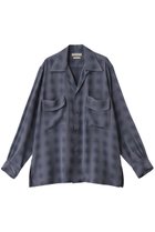 【ヨーク/YOKE】の【UNISEX】BLURRED OMBRE PLAID オープンカラーシャツ ネイビー|ID:prp329100004424014