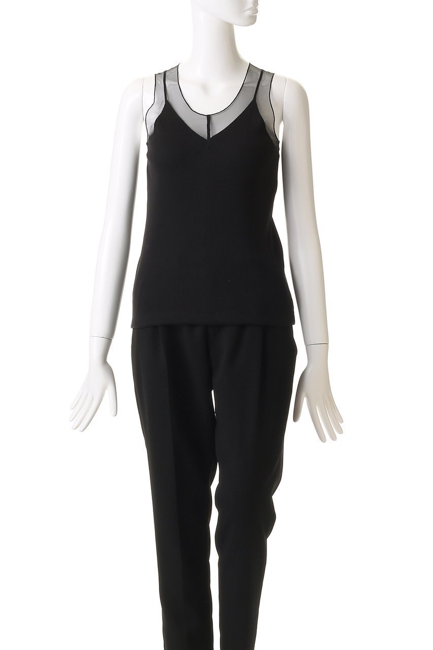 【マルティニーク/martinique】のリブチュールタンク 人気、トレンドファッション・服の通販 founy(ファニー) 　ファッション　Fashion　レディースファッション　Fashion for Women　トップス・カットソー　Cut & Sew Tops　キャミソール&ノースリーブ　Camisoles & Sleeveless Tops　シャツ・ブラウス・オフィスカジュアル　Elegant Blouses & Button-Ups　ロングTシャツ・Tシャツ　Longline T-Shirts & Tees　カットソー・ベーシックTシャツ　Cut-and-Sewn Tops / Stretch Tees & Basics　インナー　Innerwear　キャミソール　Camisole, Spaghetti Strap Top　シアー　Sheer, See-Through　ジャケット　Jacket, Outerwear　タンク　Tank Top, Sleeveless Top　チュール　Tulip, Tulip Motif　デニム　Denim, Jeans Material　ドッキング　Docking, Mixed Material　other-2|ID: prp329100004424018 ipo3291000000035756952