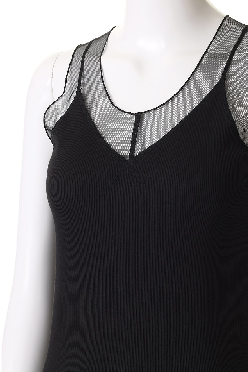 【マルティニーク/martinique】のリブチュールタンク 人気、トレンドファッション・服の通販 founy(ファニー) 　ファッション　Fashion　レディースファッション　Fashion for Women　トップス・カットソー　Cut & Sew Tops　キャミソール&ノースリーブ　Camisoles & Sleeveless Tops　シャツ・ブラウス・オフィスカジュアル　Elegant Blouses & Button-Ups　ロングTシャツ・Tシャツ　Longline T-Shirts & Tees　カットソー・ベーシックTシャツ　Cut-and-Sewn Tops / Stretch Tees & Basics　インナー　Innerwear　キャミソール　Camisole, Spaghetti Strap Top　シアー　Sheer, See-Through　ジャケット　Jacket, Outerwear　タンク　Tank Top, Sleeveless Top　チュール　Tulip, Tulip Motif　デニム　Denim, Jeans Material　ドッキング　Docking, Mixed Material　other-5|ID: prp329100004424018 ipo3291000000035756955