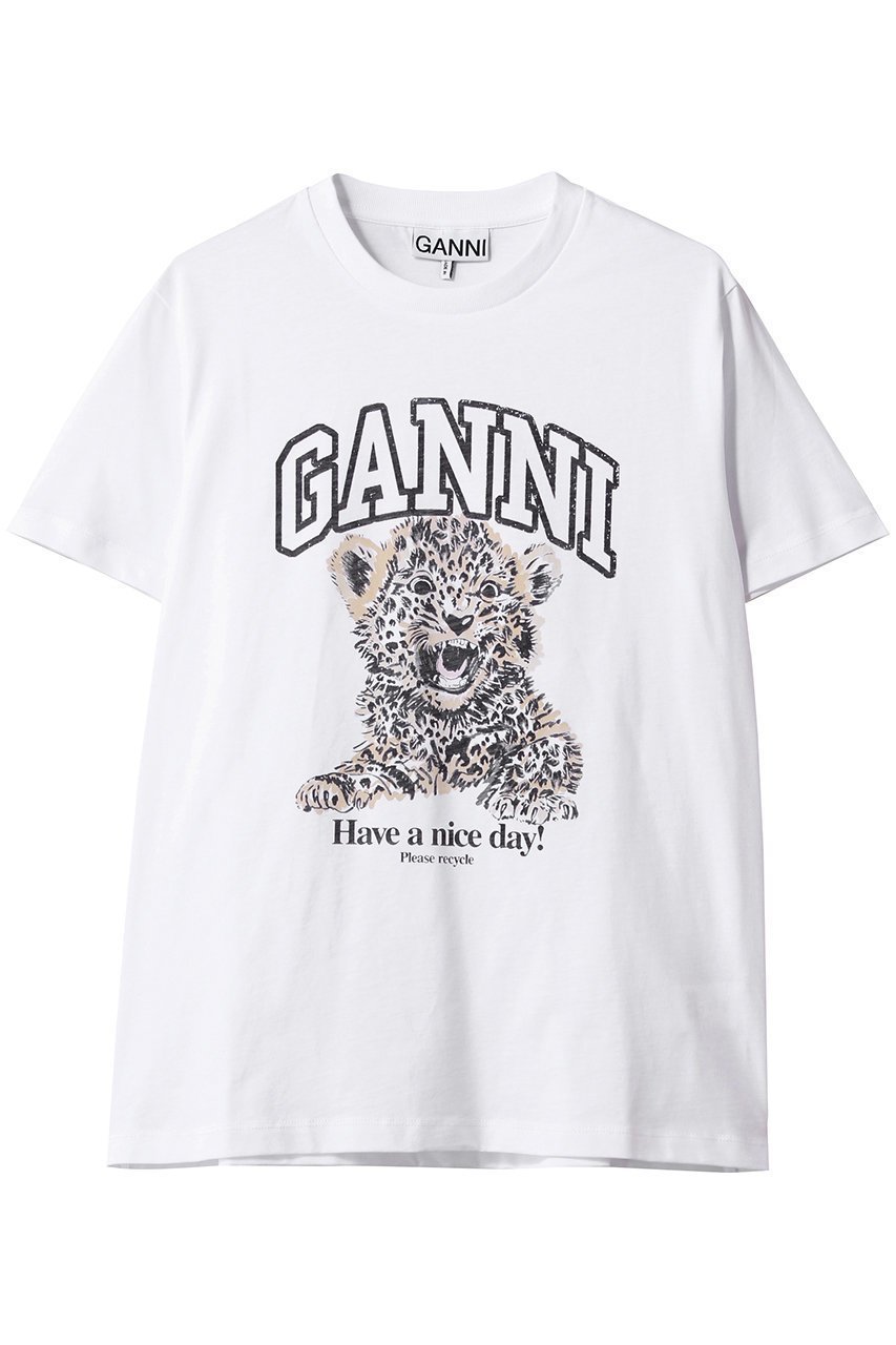 【ガニー/GANNI】のBasic Jersey Leopard リラックスTシャツ インテリア・キッズ・メンズ・レディースファッション・服の通販 founy(ファニー) 　ファッション　Fashion　レディースファッション　Fashion for Women　トップス・カットソー　Cut & Sew Tops　シャツ・ブラウス・オフィスカジュアル　Elegant Blouses & Button-Ups　ロングTシャツ・Tシャツ　Longline T-Shirts & Tees　カットソー・ベーシックTシャツ　Cut-and-Sewn Tops / Stretch Tees & Basics　ショート　Short, Short Length　スリーブ　Sleeve, Long Sleeve / Short Sleeve　リラックス　Relax, Relaxed Fit　夏　Summer　ホワイト|ID: prp329100004424019 ipo3291000000032841010