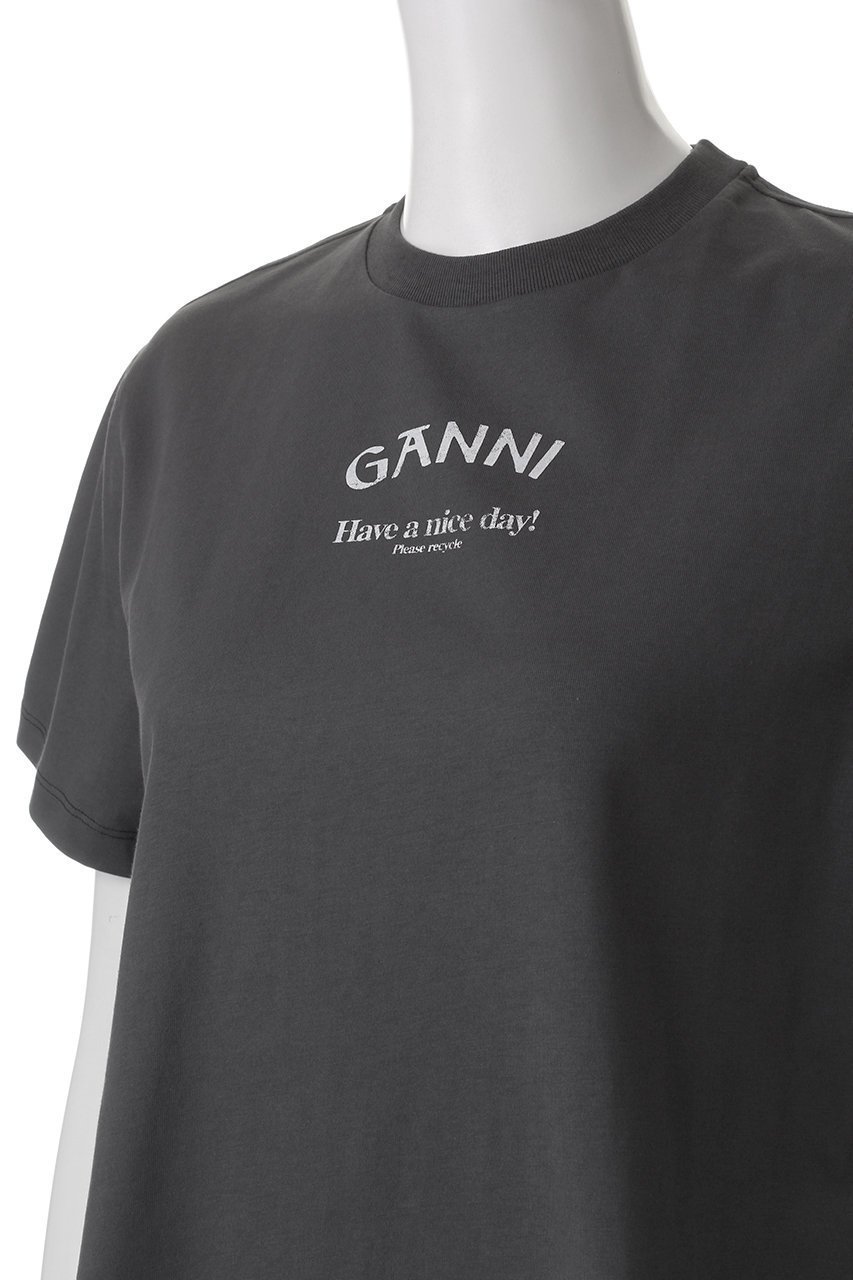 【ガニー/GANNI】のBasic Jersey Ganni リラックス Tシャツ 人気、トレンドファッション・服の通販 founy(ファニー) 　ファッション　Fashion　レディースファッション　Fashion for Women　トップス・カットソー　Cut & Sew Tops　シャツ・ブラウス・オフィスカジュアル　Elegant Blouses & Button-Ups　ロングTシャツ・Tシャツ　Longline T-Shirts & Tees　カットソー・ベーシックTシャツ　Cut-and-Sewn Tops / Stretch Tees & Basics　なめらか　Smooth, Silky Texture　ショート　Short, Short Length　スリーブ　Sleeve, Long Sleeve / Short Sleeve　フロント　Front, Front Design　プリント　Print, Printed Pattern　リラックス　Relax, Relaxed Fit　other-5|ID: prp329100004424020 ipo3291000000032811475