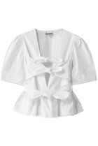 【ガニー/GANNI】のTie Strap ブラウス 人気、トレンドファッション・服の通販 founy(ファニー) ファッション Fashion レディースファッション Fashion for Women トップス・カットソー Cut & Sew Tops シャツ・ブラウス・オフィスカジュアル Elegant Blouses & Button-Ups ギャザー Gathered, Ruffled ショート Short, Short Length ストレッチ Stretch, Stretchy Fabric スリーブ Sleeve, Long Sleeve / Short Sleeve ペプラム Peplum, Flared Hem リボン Ribbon, Bow thumbnail ブライトホワイト|ID: prp329100004424021 ipo3291000000032854506