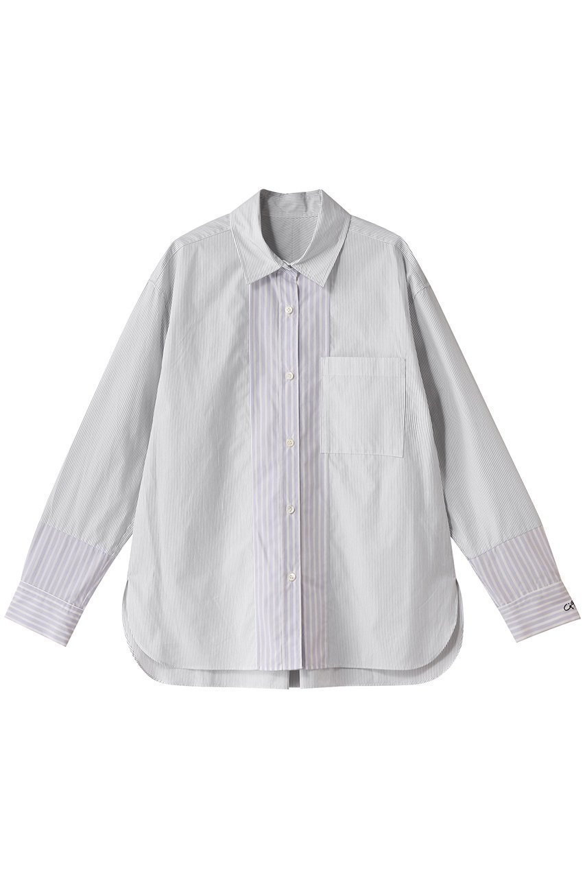 【ガリャルダガランテ/GALLARDAGALANTE】のワンポイント刺繍ストライプシャツ インテリア・キッズ・メンズ・レディースファッション・服の通販 founy(ファニー) 　ファッション　Fashion　レディースファッション　Fashion for Women　トップス・カットソー　Cut & Sew Tops　シャツ・ブラウス・オフィスカジュアル　Elegant Blouses & Button-Ups　ストライプ　Stripe, Striped Pattern　スリーブ　Sleeve, Long Sleeve / Short Sleeve　フェミニン　Feminine, Girly　マニッシュ　Mannish, Boyish　ミックス　Mix, Mixed Style　ロング　Long, Long-Length　ワンポイント　One Point, Statement Accent　ホワイト|ID: prp329100004424035 ipo3291000000036071279