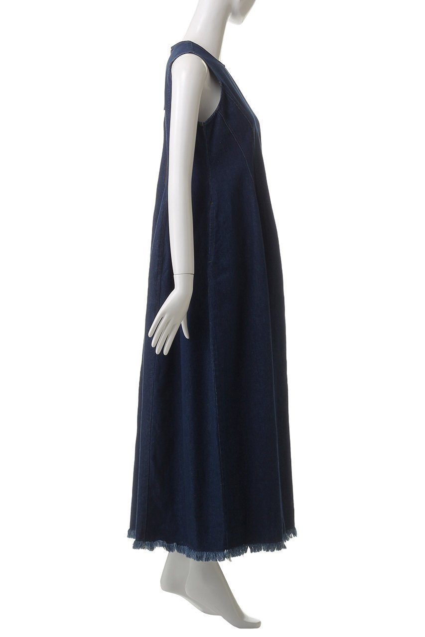 【ランバン オン ブルー/LANVIN en Bleu】のデニムノースリーブワンピース 人気、トレンドファッション・服の通販 founy(ファニー) 　ファッション　Fashion　レディースファッション　Fashion for Women　ワンピース　Dresses　チュニック　Tunic Tops & Dresses　チュニック　Tunic, Long Top　デニム　Denim, Jeans Material　フリンジ　Fringe, Tassel　フレア　Flare, Flared　other-3|ID: prp329100004424053 ipo3291000000032787343