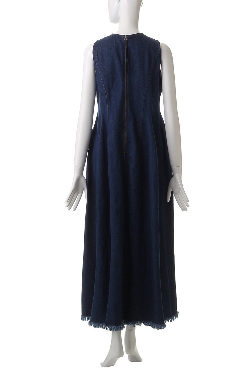 【ランバン オン ブルー/LANVIN en Bleu】のデニムノースリーブワンピース 人気、トレンドファッション・服の通販 founy(ファニー) 　ファッション　Fashion　レディースファッション　Fashion for Women　ワンピース　Dresses　チュニック　Tunic Tops & Dresses　チュニック　Tunic, Long Top　デニム　Denim, Jeans Material　フリンジ　Fringe, Tassel　フレア　Flare, Flared　other-4|ID: prp329100004424053 ipo3291000000032787345