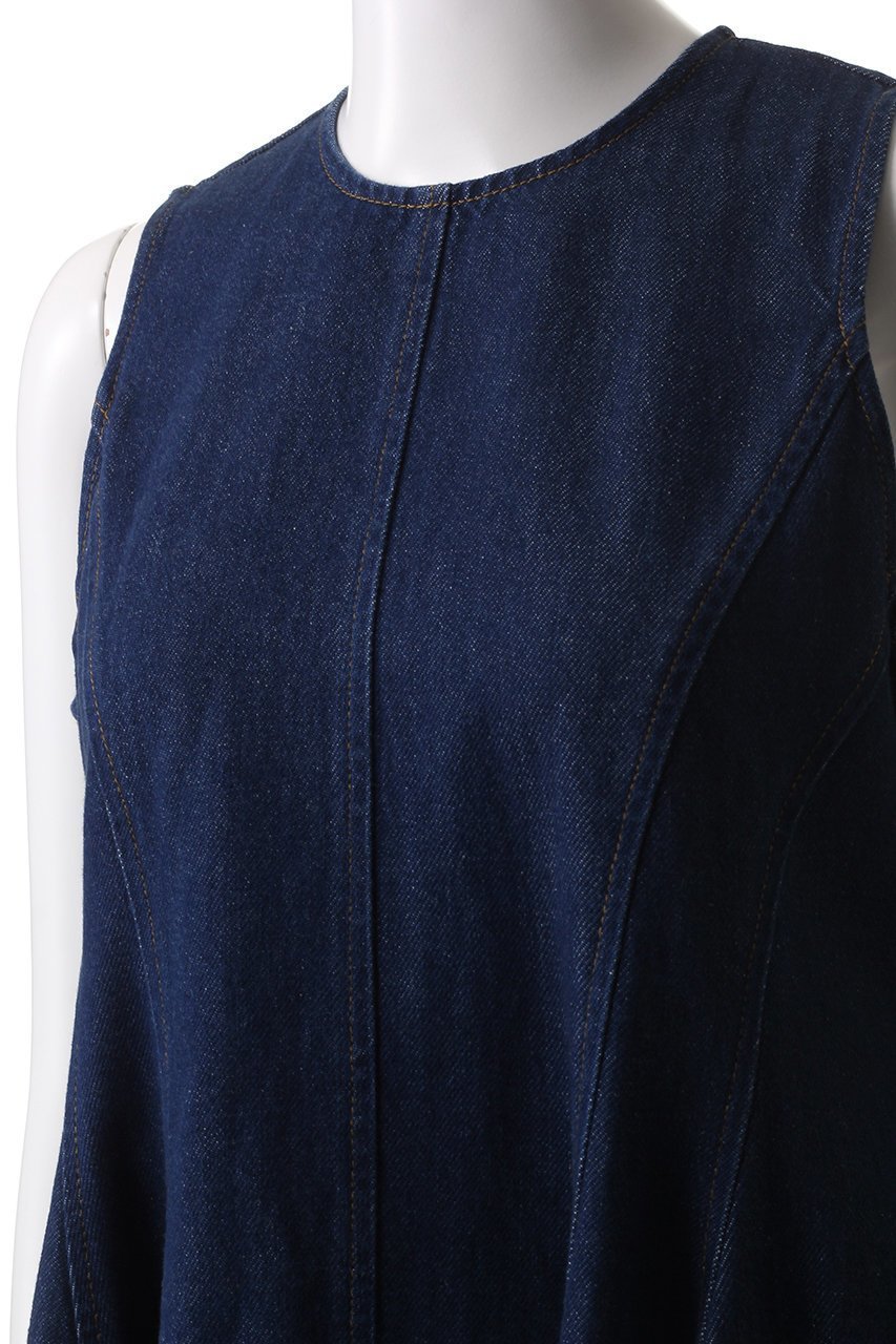 【ランバン オン ブルー/LANVIN en Bleu】のデニムノースリーブワンピース 人気、トレンドファッション・服の通販 founy(ファニー) 　ファッション　Fashion　レディースファッション　Fashion for Women　ワンピース　Dresses　チュニック　Tunic Tops & Dresses　チュニック　Tunic, Long Top　デニム　Denim, Jeans Material　フリンジ　Fringe, Tassel　フレア　Flare, Flared　other-5|ID: prp329100004424053 ipo3291000000032787346
