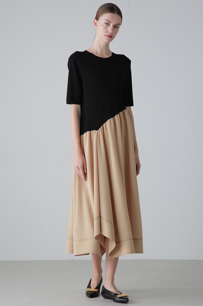 【アドーア/ADORE】のドライタッチクロスワンピース インテリア・キッズ・メンズ・レディースファッション・服の通販 founy(ファニー) 　ファッション　Fashion　レディースファッション　Fashion for Women　ワンピース　Dresses　チュニック　Tunic Tops & Dresses　アシンメトリー　Asymmetrical Style　コンビ　Combo, Combination Style　チュニック　Tunic, Long Top　ドレス　Dress, One-Piece　ドレープ　Drape, Draping Fabric　ロング　Long, Long-Length　ベージュ|ID: prp329100004424055 ipo3291000000032875558