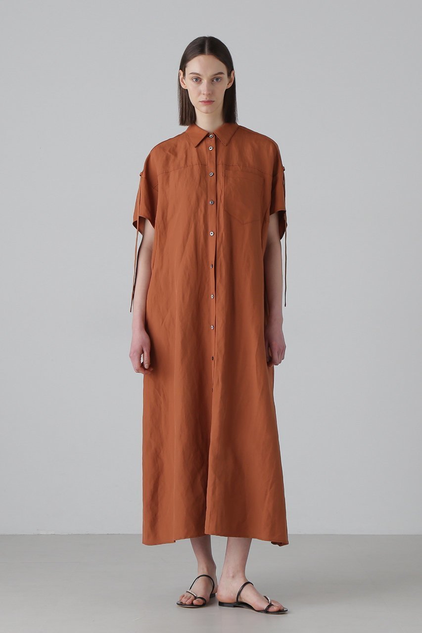【アドーア/ADORE】のドライオックスワンピース インテリア・キッズ・メンズ・レディースファッション・服の通販 founy(ファニー) 　ファッション　Fashion　レディースファッション　Fashion for Women　ワンピース　Dresses　チュニック　Tunic Tops & Dresses　オックス　Oxford Fabric　カッティング　Cutting Detail　スリーブ　Sleeve, Long Sleeve / Short Sleeve　チュニック　Tunic, Long Top　ドレス　Dress, One-Piece　ロング　Long, Long-Length　エレガント 上品　Elegant　ブラウン|ID: prp329100004424058 ipo3291000000032875634