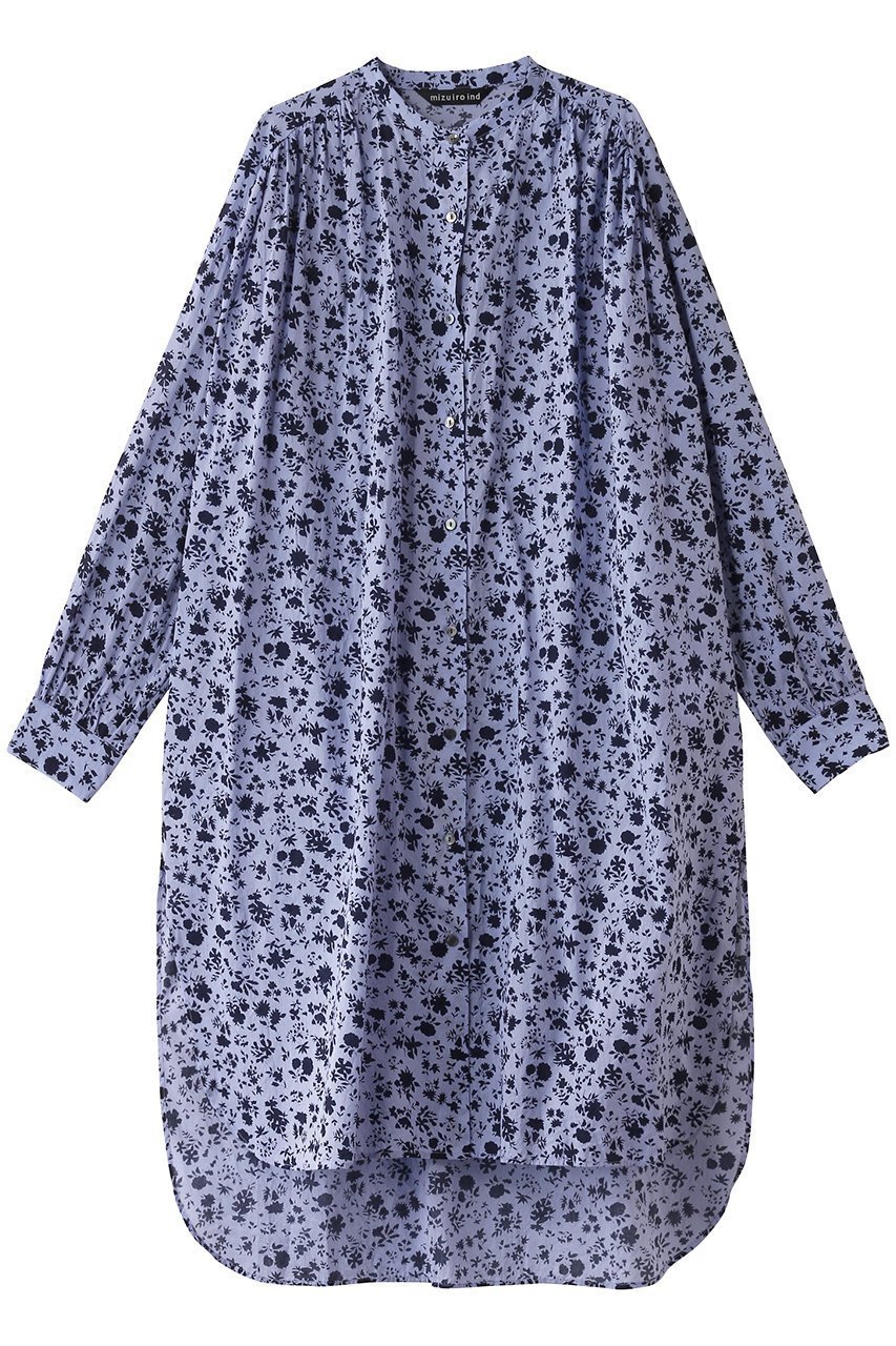 【ミズイロ インド/mizuiro ind】のsmall flower print gather shirt OP ワンピース インテリア・キッズ・メンズ・レディースファッション・服の通販 founy(ファニー) 　ファッション　Fashion　レディースファッション　Fashion for Women　ワンピース　Dresses　チュニック　Tunic Tops & Dresses　スリット　Slit, Slit Detail　チュニック　Tunic, Long Top　トレンド　Trend, Trending Now　フラワー　Flower, Floral　プリント　Print, Printed Pattern　ロング　Long, Long-Length　エレガント 上品　Elegant　夏　Summer　春　Spring　S/S・春夏　SS, Spring/Summer, Warm Season　l.blue|ID: prp329100004424065 ipo3291000000032873022