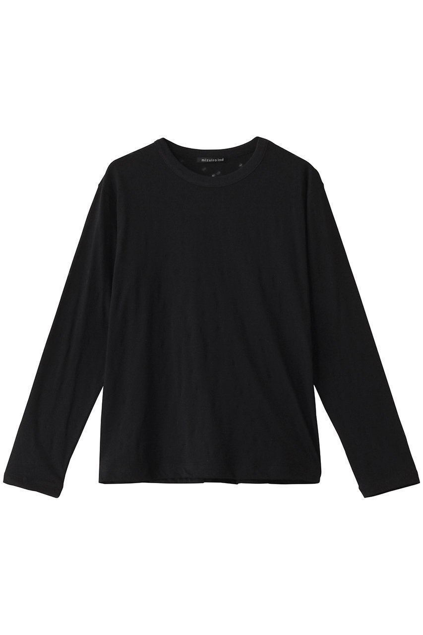【ミズイロ インド/mizuiro ind】のburn out dots print long T Tシャツ インテリア・キッズ・メンズ・レディースファッション・服の通販 founy(ファニー) 　ファッション　Fashion　レディースファッション　Fashion for Women　トップス・カットソー　Cut & Sew Tops　シャツ・ブラウス・オフィスカジュアル　Elegant Blouses & Button-Ups　ロングTシャツ・Tシャツ　Longline T-Shirts & Tees　カットソー・ベーシックTシャツ　Cut-and-Sewn Tops / Stretch Tees & Basics　インナー　Innerwear　スリーブ　Sleeve, Long Sleeve / Short Sleeve　ドット　Polka Dot, Dot Pattern　フィット　Fit, Slim Fit　ランダム　Random, Irregular　ロング　Long, Long-Length　black|ID: prp329100004424068 ipo3291000000032867690