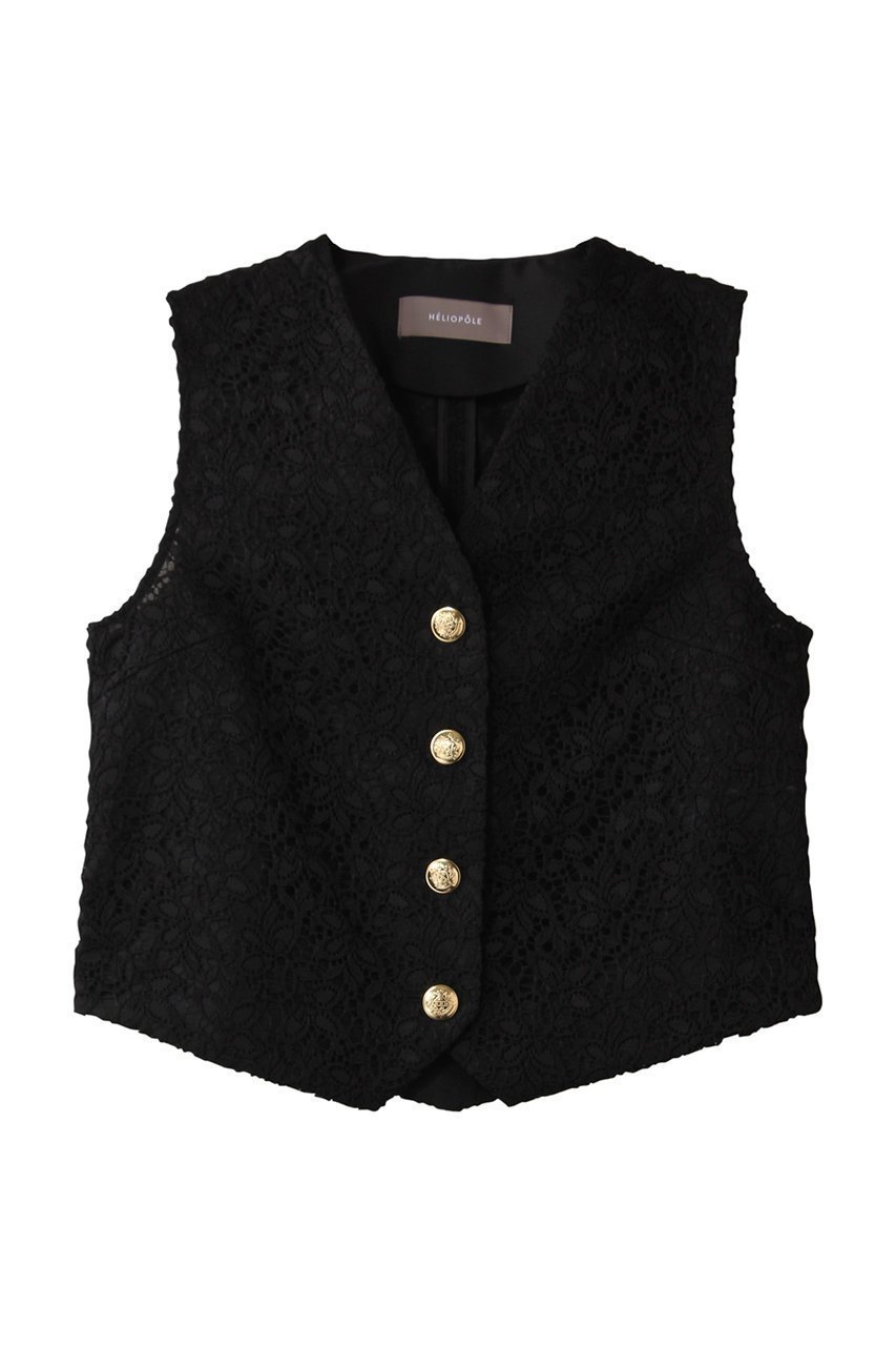 【エリオポール/heliopole】のエンブロイダリーレースベスト インテリア・キッズ・メンズ・レディースファッション・服の通販 founy(ファニー) ファッション Fashion レディースファッション Fashion for Women アウター Coat / Outerwear Collection レディースジャケット・軽アウター Jackets エンブロイダリー Embroidery Design コンパクト Compact, Small Size ジャケット Jacket, Outerwear フォルム Silhouette, Form ベスト Vest, Waistcoat ボトム Bottoms, Lower Wear リュクス Luxury, Elegant, High-End, Chic レース Lace, Lace Fabric ブラック|ID: prp329100004424070 ipo3291000000035064680