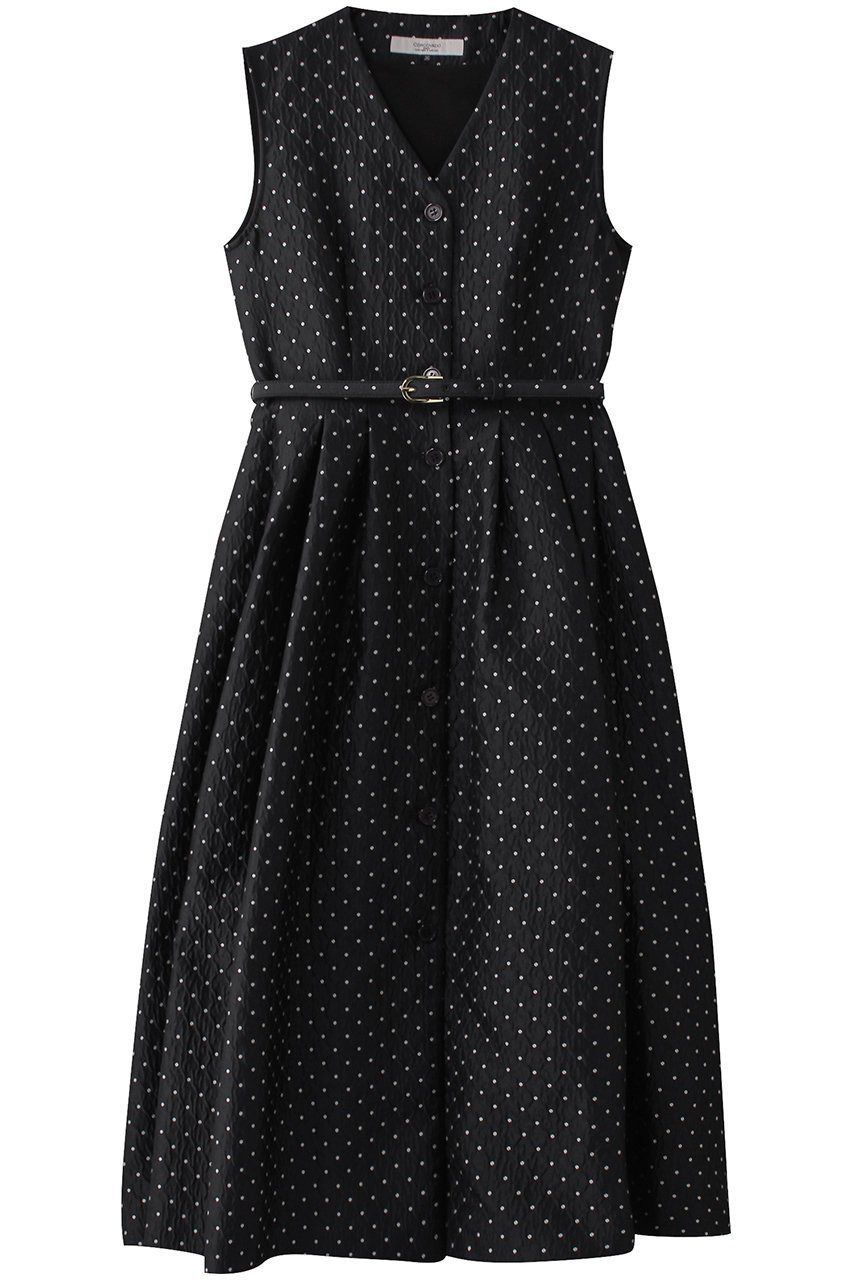 【コルコバード/CORCOVADO】のジャカードポルカドットドレス 人気、トレンドファッション・服の通販 founy(ファニー) 　ファッション　Fashion　レディースファッション　Fashion for Women　ワンピース　Dresses　フォーマル・パーティードレス・結婚式用ドレス　Elegant & Casual Dresses　チュニック　Tunic Tops & Dresses　エレガント 上品　Elegant　ジャカード／ジャガード　Jacquard, Woven Pattern　チュニック　Tunic, Long Top　ドット　Polka Dot, Dot Pattern　ドレス　Dress, One-Piece　フィット　Fit, Slim Fit　フレア　Flare, Flared　 other-1|ID: prp329100004424080 ipo3291000000036180915