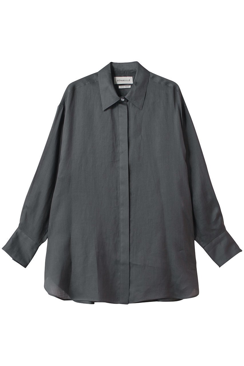 【デパリエ/DEPAREILLE】のラミーツイルレギュラーカラーシャツ インテリア・キッズ・メンズ・レディースファッション・服の通販 founy(ファニー) 　ファッション　Fashion　レディースファッション　Fashion for Women　トップス・カットソー　Cut & Sew Tops　シャツ・ブラウス・オフィスカジュアル　Elegant Blouses & Button-Ups　おすすめ　Recommended / Our Picks　インナー　Innerwear　シンプル　Simple, Minimal　スリーブ　Sleeve, Long Sleeve / Short Sleeve　ファブリック　Fabric, Textile　リネン　Linen, Linen Fabric　ロング　Long, Long-Length　夏　Summer　春　Spring　S/S・春夏　SS, Spring/Summer, Warm Season　チャコールグレー|ID: prp329100004424083 ipo3291000000032857381