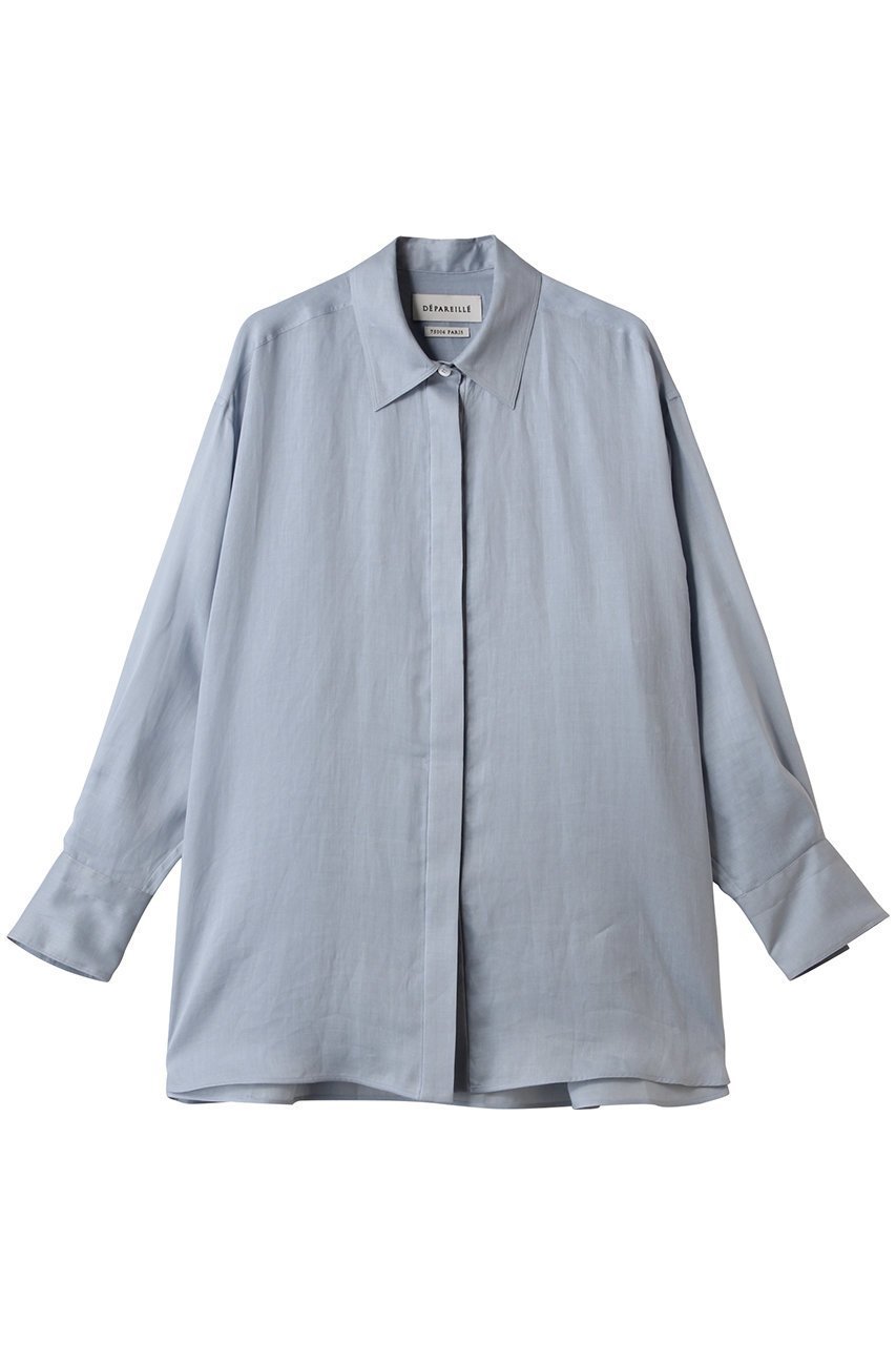 【デパリエ/DEPAREILLE】のラミーツイルレギュラーカラーシャツ インテリア・キッズ・メンズ・レディースファッション・服の通販 founy(ファニー) 　ファッション　Fashion　レディースファッション　Fashion for Women　トップス・カットソー　Cut & Sew Tops　シャツ・ブラウス・オフィスカジュアル　Elegant Blouses & Button-Ups　おすすめ　Recommended / Our Picks　インナー　Innerwear　シンプル　Simple, Minimal　スリーブ　Sleeve, Long Sleeve / Short Sleeve　ファブリック　Fabric, Textile　リネン　Linen, Linen Fabric　ロング　Long, Long-Length　夏　Summer　春　Spring　S/S・春夏　SS, Spring/Summer, Warm Season　サックス|ID: prp329100004424083 ipo3291000000032857384