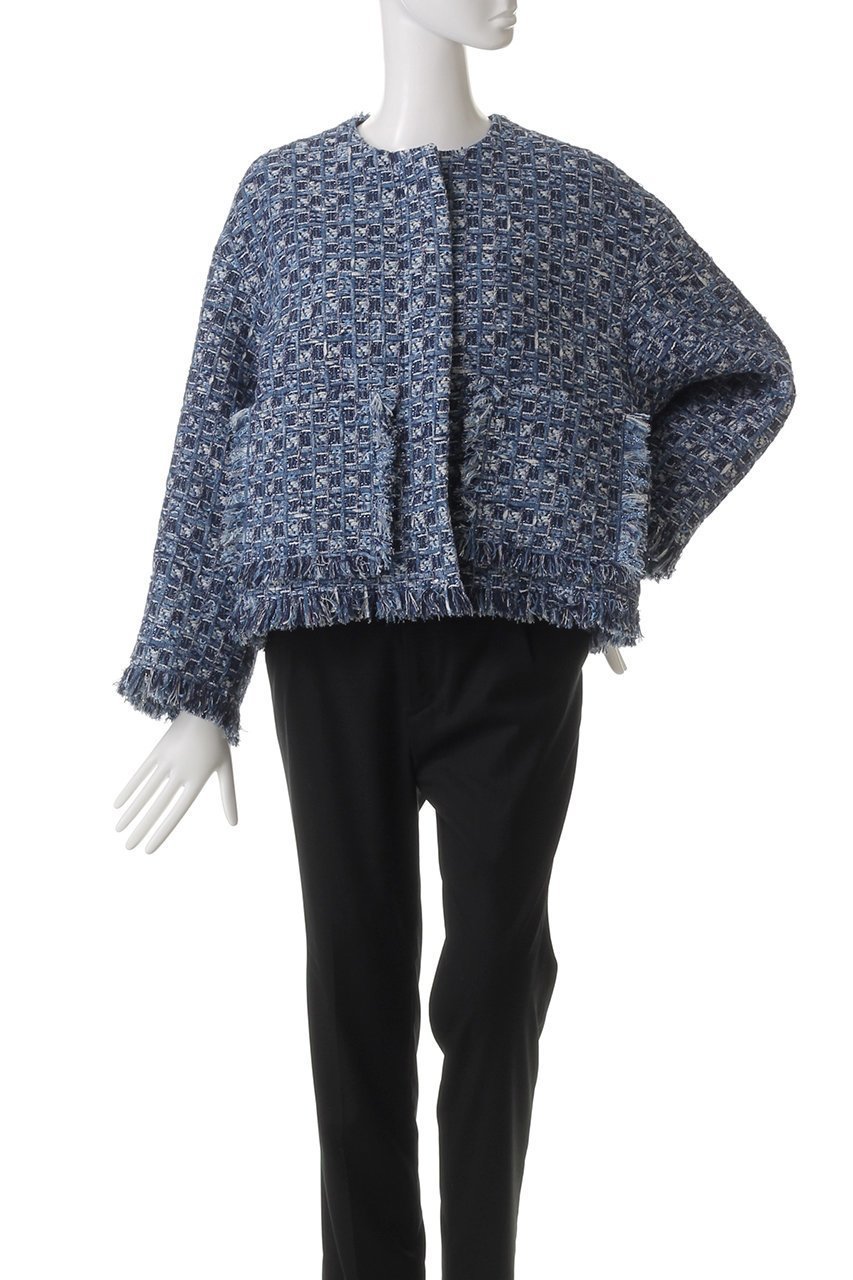 【デパリエ/DEPAREILLE】のデニムツイードジャケット 人気、トレンドファッション・服の通販 founy(ファニー) 　ファッション　Fashion　レディースファッション　Fashion for Women　アウター　Coat / Outerwear Collection　レディースジャケット・軽アウター　Jackets　オケージョン　Occasion Wear　ジャケット　Jacket, Outerwear　ツイード　Twill, Twill Weave　デニム　Denim, Jeans Material　トレンド　Trend, Trending Now　フリンジ　Fringe, Tassel　other-2|ID: prp329100004424084 ipo3291000000032959291