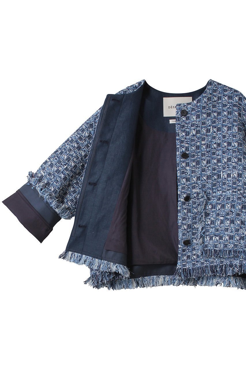 【デパリエ/DEPAREILLE】のデニムツイードジャケット 人気、トレンドファッション・服の通販 founy(ファニー) 　ファッション　Fashion　レディースファッション　Fashion for Women　アウター　Coat / Outerwear Collection　レディースジャケット・軽アウター　Jackets　オケージョン　Occasion Wear　ジャケット　Jacket, Outerwear　ツイード　Twill, Twill Weave　デニム　Denim, Jeans Material　トレンド　Trend, Trending Now　フリンジ　Fringe, Tassel　other-6|ID: prp329100004424084 ipo3291000000032959306
