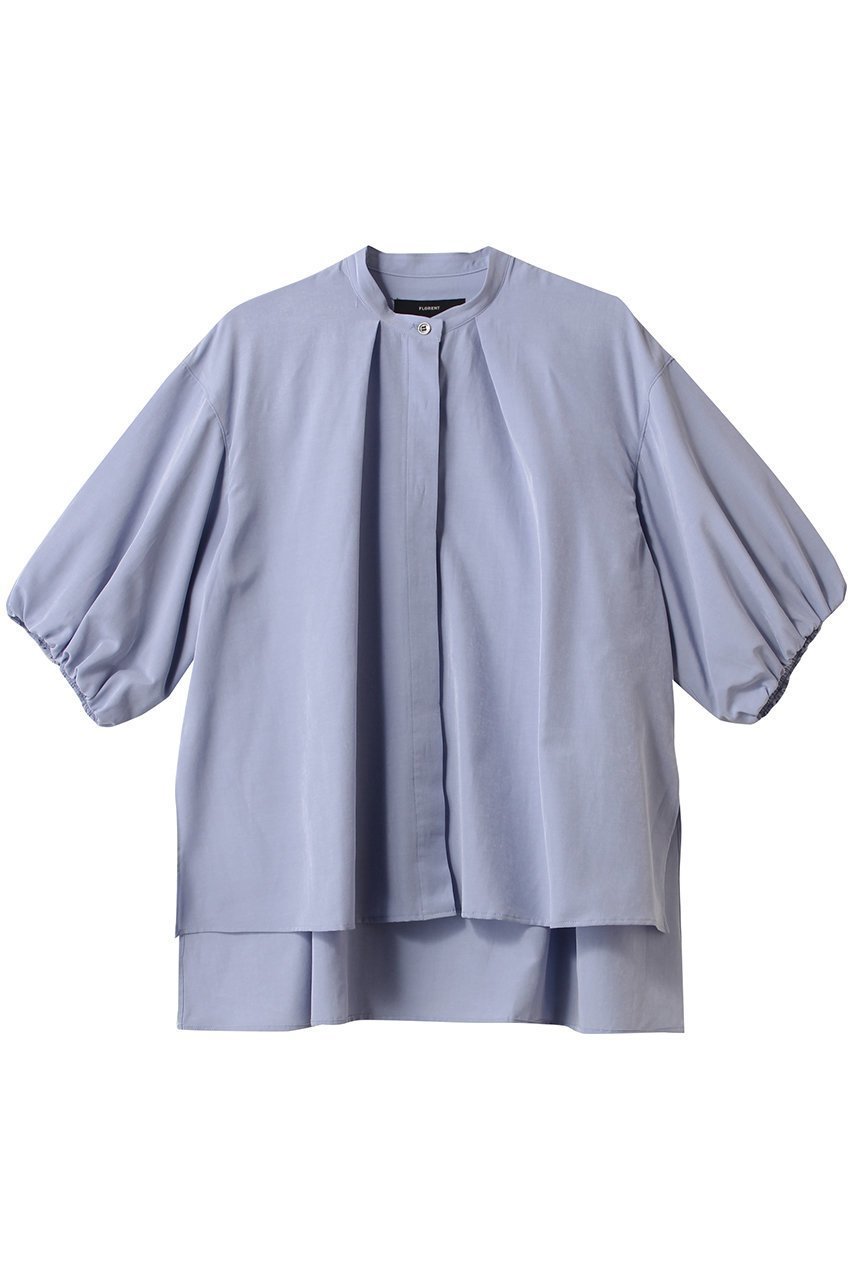 【フローレント/FLORENT】のバンドカラー ハーフスリーブ ブラウス インテリア・キッズ・メンズ・レディースファッション・服の通販 founy(ファニー) 　ファッション　Fashion　レディースファッション　Fashion for Women　トップス・カットソー　Cut & Sew Tops　シャツ・ブラウス・オフィスカジュアル　Elegant Blouses & Button-Ups　エアリー　Airy Texture　ショート　Short, Short Length　スリーブ　Sleeve, Long Sleeve / Short Sleeve　ハーフ　Half, Half-Length　エレガント 上品　Elegant　サックス|ID: prp329100004425694 ipo3291000000032855260