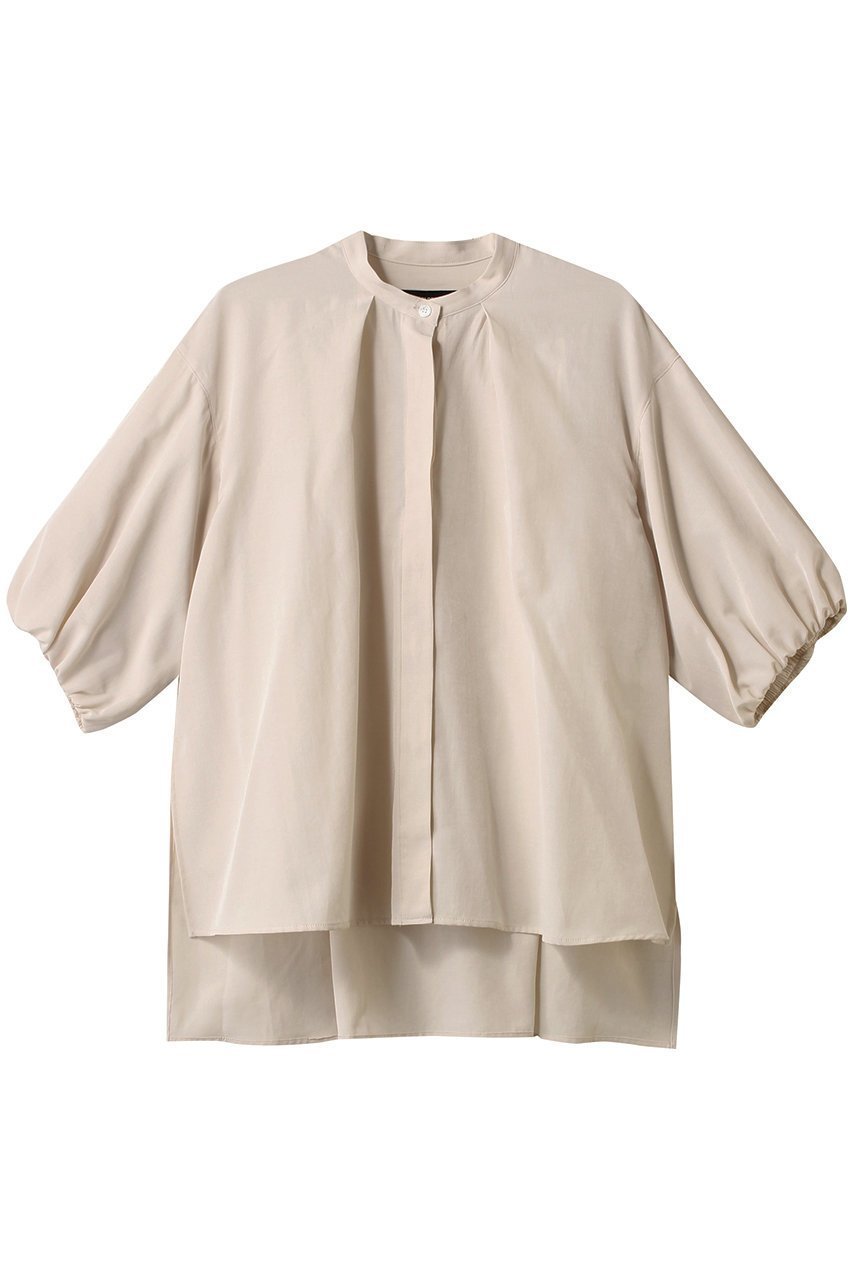 【フローレント/FLORENT】のバンドカラー ハーフスリーブ ブラウス インテリア・キッズ・メンズ・レディースファッション・服の通販 founy(ファニー) 　ファッション　Fashion　レディースファッション　Fashion for Women　トップス・カットソー　Cut & Sew Tops　シャツ・ブラウス・オフィスカジュアル　Elegant Blouses & Button-Ups　エアリー　Airy Texture　ショート　Short, Short Length　スリーブ　Sleeve, Long Sleeve / Short Sleeve　ハーフ　Half, Half-Length　エレガント 上品　Elegant　ペールベージュ|ID: prp329100004425694 ipo3291000000032855265