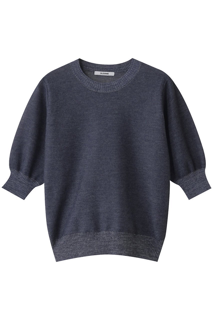 【スローン/SLOANE】の12Gダブルジャカード ポリエステル×ラミー シアー半袖クルーネック 人気、トレンドファッション・服の通販 founy(ファニー) 　ファッション　Fashion　レディースファッション　Fashion for Women　トップス・カットソー　Cut & Sew Tops　ニット　Knit Tops & Sweaters　カジュアルプルオーバー・ニットトップス　Pullovers & Knit Tops / Casual Pullovers　インナー　Innerwear　シアー　Sheer, See-Through　ジャカード／ジャガード　Jacquard, Woven Pattern　ダブル　Double, Double-Breasted　エレガント 上品　Elegant　半袖　Short Sleeve, Half Sleeve　 other-1|ID: prp329100004425703 ipo3291000000032944279