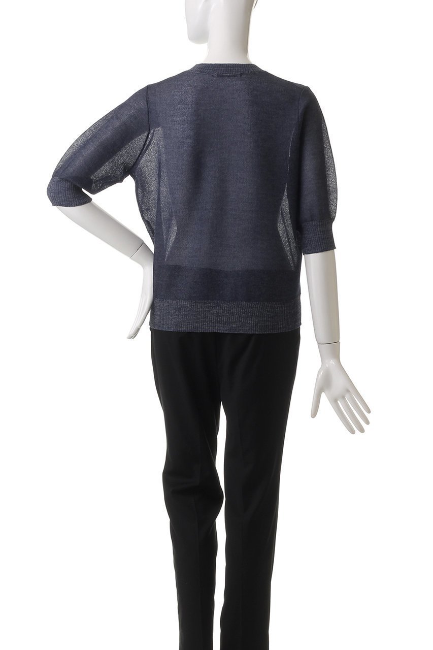 【スローン/SLOANE】の12Gダブルジャカード ポリエステル×ラミー シアー半袖クルーネック 人気、トレンドファッション・服の通販 founy(ファニー) 　ファッション　Fashion　レディースファッション　Fashion for Women　トップス・カットソー　Cut & Sew Tops　ニット　Knit Tops & Sweaters　カジュアルプルオーバー・ニットトップス　Pullovers & Knit Tops / Casual Pullovers　インナー　Innerwear　シアー　Sheer, See-Through　ジャカード／ジャガード　Jacquard, Woven Pattern　ダブル　Double, Double-Breasted　エレガント 上品　Elegant　半袖　Short Sleeve, Half Sleeve　other-4|ID: prp329100004425703 ipo3291000000032944299