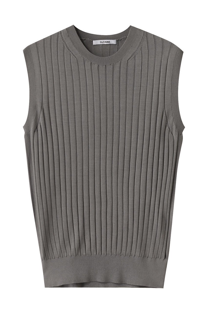 【スローン/SLOANE】の18Gワイドリブ シルク ノースリーブクルーネック インテリア・キッズ・メンズ・レディースファッション・服の通販 founy(ファニー) 　ファッション　Fashion　レディースファッション　Fashion for Women　トップス・カットソー　Cut & Sew Tops　ニット　Knit Tops & Sweaters　キャミソール&ノースリーブ　Camisoles & Sleeveless Tops　カジュアルプルオーバー・ニットトップス　Pullovers & Knit Tops / Casual Pullovers　なめらか　Smooth, Silky Texture　シルク　Silk, 100% Silk　シンプル　Simple, Minimal　ワイドリブ　Wide Rib, Wide Ribbed Knit　エレガント 上品　Elegant　グレー|ID: prp329100004425704 ipo3291000000032944455