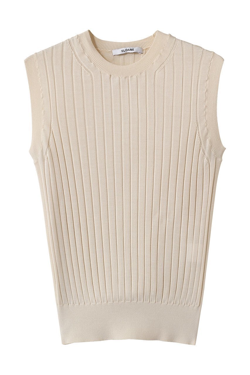 【スローン/SLOANE】の18Gワイドリブ シルク ノースリーブクルーネック インテリア・キッズ・メンズ・レディースファッション・服の通販 founy(ファニー) 　ファッション　Fashion　レディースファッション　Fashion for Women　トップス・カットソー　Cut & Sew Tops　ニット　Knit Tops & Sweaters　キャミソール&ノースリーブ　Camisoles & Sleeveless Tops　カジュアルプルオーバー・ニットトップス　Pullovers & Knit Tops / Casual Pullovers　なめらか　Smooth, Silky Texture　シルク　Silk, 100% Silk　ワイドリブ　Wide Rib, Wide Ribbed Knit　エレガント 上品　Elegant　新作・新入荷　New Arrivals / New In　エクリュ|ID: prp329100004425704 ipo3291000000035820574