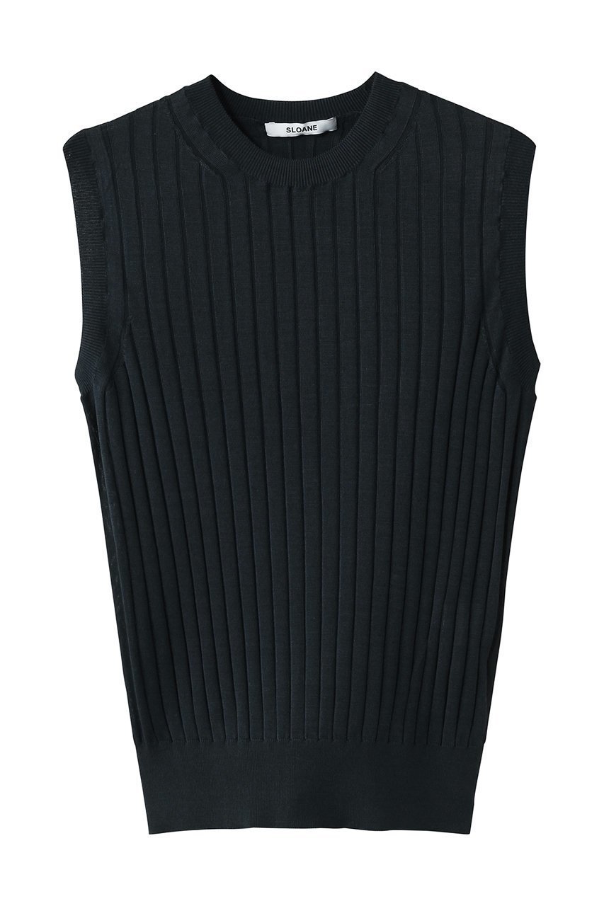 【スローン/SLOANE】の18Gワイドリブ シルク ノースリーブクルーネック インテリア・キッズ・メンズ・レディースファッション・服の通販 founy(ファニー) 　ファッション　Fashion　レディースファッション　Fashion for Women　トップス・カットソー　Cut & Sew Tops　ニット　Knit Tops & Sweaters　キャミソール&ノースリーブ　Camisoles & Sleeveless Tops　カジュアルプルオーバー・ニットトップス　Pullovers & Knit Tops / Casual Pullovers　なめらか　Smooth, Silky Texture　シルク　Silk, 100% Silk　ワイドリブ　Wide Rib, Wide Ribbed Knit　エレガント 上品　Elegant　新作・新入荷　New Arrivals / New In　ネイビー|ID: prp329100004425704 ipo3291000000035820576