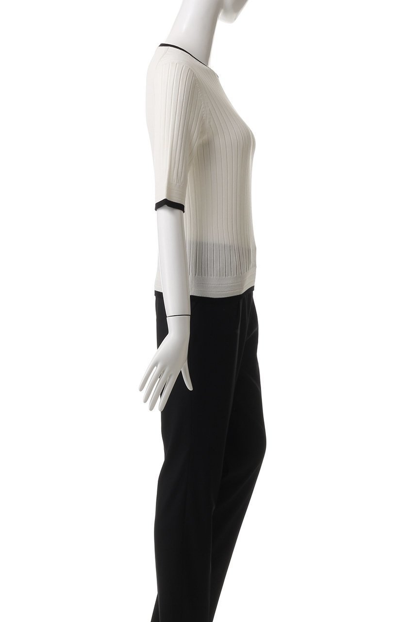 【スローン/SLOANE】の12Gワイドリブ コットン×ポリエステル バイカラー5分袖クルーネック 人気、トレンドファッション・服の通販 founy(ファニー) 　ファッション　Fashion　レディースファッション　Fashion for Women　トップス・カットソー　Cut & Sew Tops　ニット　Knit Tops & Sweaters　カジュアルプルオーバー・ニットトップス　Pullovers & Knit Tops / Casual Pullovers　シンプル　Simple, Minimal　ワイドリブ　Wide Rib, Wide Ribbed Knit　軽量　Lightweight, Ultra Light　other-3|ID: prp329100004425705 ipo3291000000032940317