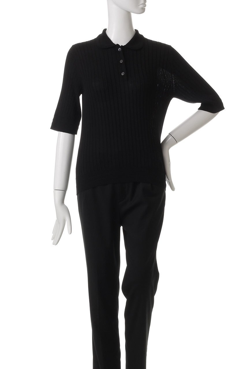 【スローン/SLOANE】の12Gワイドリブ コットン×ポリエステル5分袖丸襟ポロ 人気、トレンドファッション・服の通販 founy(ファニー) 　ファッション　Fashion　レディースファッション　Fashion for Women　トップス・カットソー　Cut & Sew Tops　ニット　Knit Tops & Sweaters　カジュアルプルオーバー・ニットトップス　Pullovers & Knit Tops / Casual Pullovers　エレガント 上品　Elegant　ワイドリブ　Wide Rib, Wide Ribbed Knit　other-2|ID: prp329100004425706 ipo3291000000032940372