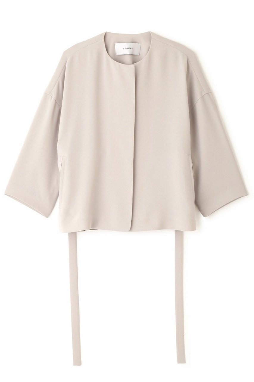 【アドーア/ADORE】のライトストレッチジャケット インテリア・キッズ・メンズ・レディースファッション・服の通販 founy(ファニー) 　ファッション　Fashion　レディースファッション　Fashion for Women　アウター　Coat / Outerwear Collection　レディースジャケット・軽アウター　Jackets　おすすめ　Recommended / Our Picks　シンプル　Simple, Minimal　ジャケット　Jacket, Outerwear　セットアップ　Set-Up, Coordinated Outfit　フロント　Front, Front Design　ペプラム　Peplum, Flared Hem　ランダム　Random, Irregular　ベージュ|ID: prp329100004425709 ipo3291000000036134277