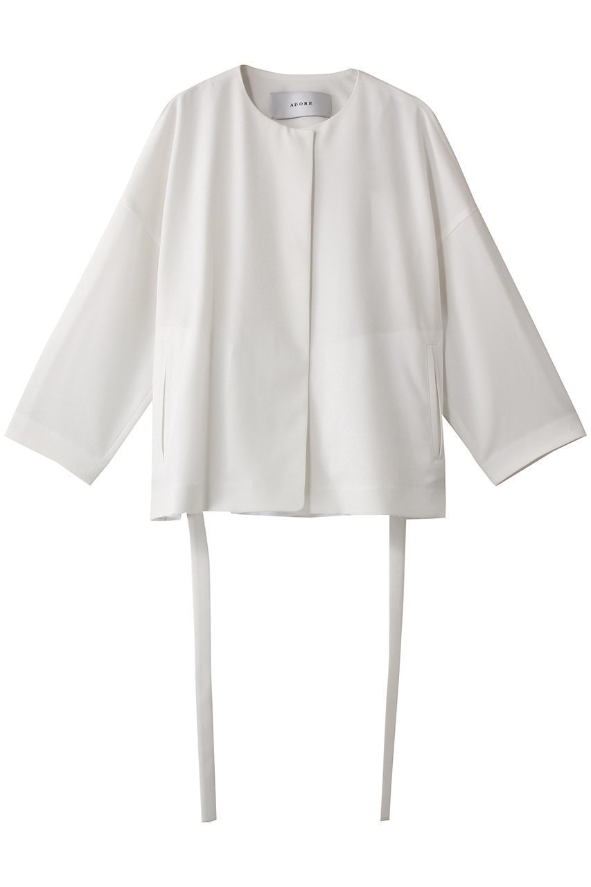 【アドーア/ADORE】のライトストレッチジャケット インテリア・キッズ・メンズ・レディースファッション・服の通販 founy(ファニー) 　ファッション　Fashion　レディースファッション　Fashion for Women　アウター　Coat / Outerwear Collection　レディースジャケット・軽アウター　Jackets　おすすめ　Recommended / Our Picks　シンプル　Simple, Minimal　ジャケット　Jacket, Outerwear　セットアップ　Set-Up, Coordinated Outfit　フロント　Front, Front Design　ペプラム　Peplum, Flared Hem　ランダム　Random, Irregular　ホワイト|ID: prp329100004425709 ipo3291000000036134279