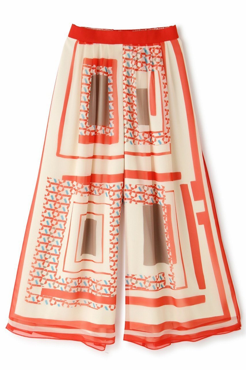 【アドーア/ADORE】のメディタラニアンプリントパンツ インテリア・キッズ・メンズ・レディースファッション・服の通販 founy(ファニー) 　ファッション　Fashion　レディースファッション　Fashion for Women　パンツ　Pants & Trousers　エアリー　Airy Texture　キュロット　Culottes, Wide Shorts　シフォン　Chiffon, Lightweight Fabric　スカーフ　Scarf, Neckwear　スリット　Slit, Slit Detail　モチーフ　Motif, Design Theme　無地　Plain, Solid Color　レッド|ID: prp329100004425714 ipo3291000000035783612