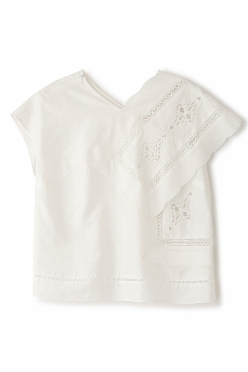 【アドーア/ADORE】のハンカチーフエンブロイダリーブラウス インテリア・キッズ・メンズ・レディースファッション・服の通販 founy(ファニー) 　ファッション　Fashion　レディースファッション　Fashion for Women　トップス・カットソー　Cut & Sew Tops　シャツ・ブラウス・オフィスカジュアル　Elegant Blouses & Button-Ups　おすすめ　Recommended / Our Picks　アシンメトリー　Asymmetrical Style　ショート　Short, Short Length　スリーブ　Sleeve, Long Sleeve / Short Sleeve　セットアップ　Set-Up, Coordinated Outfit　タフタ　Taffeta, Structured Fabric　ハンカチ　Handkerchief, Hanky　レース　Lace, Lace Fabric　ワーク　Workwear, Utility Style　再入荷　Restock / Back in Stock　ホワイト|ID: prp329100004425719 ipo3291000000034989196