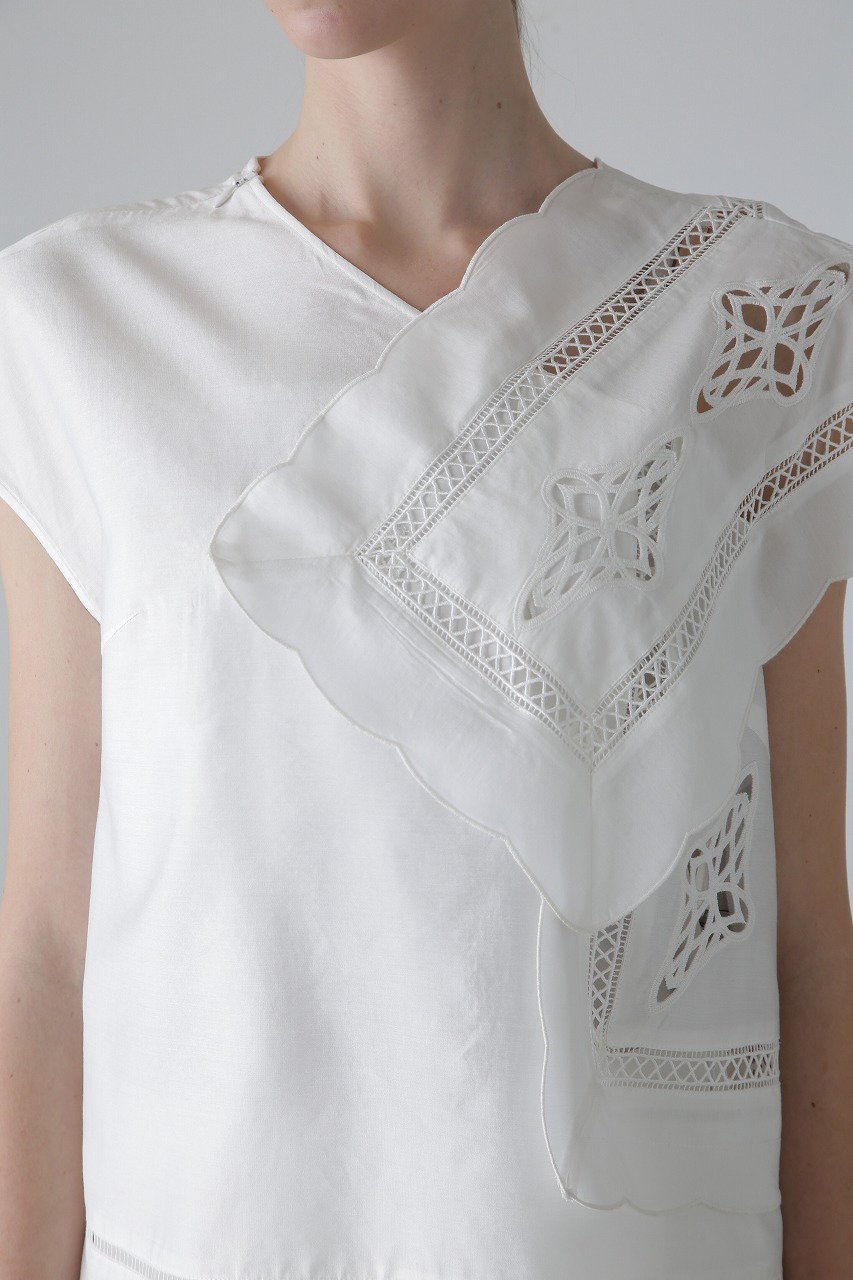 【アドーア/ADORE】のハンカチーフエンブロイダリーブラウス 人気、トレンドファッション・服の通販 founy(ファニー) 　ファッション　Fashion　レディースファッション　Fashion for Women　トップス・カットソー　Cut & Sew Tops　シャツ・ブラウス・オフィスカジュアル　Elegant Blouses & Button-Ups　おすすめ　Recommended / Our Picks　アシンメトリー　Asymmetrical Style　ショート　Short, Short Length　スリーブ　Sleeve, Long Sleeve / Short Sleeve　セットアップ　Set-Up, Coordinated Outfit　タフタ　Taffeta, Structured Fabric　ハンカチ　Handkerchief, Hanky　レース　Lace, Lace Fabric　ワーク　Workwear, Utility Style　再入荷　Restock / Back in Stock　other-2|ID: prp329100004425719 ipo3291000000034989197