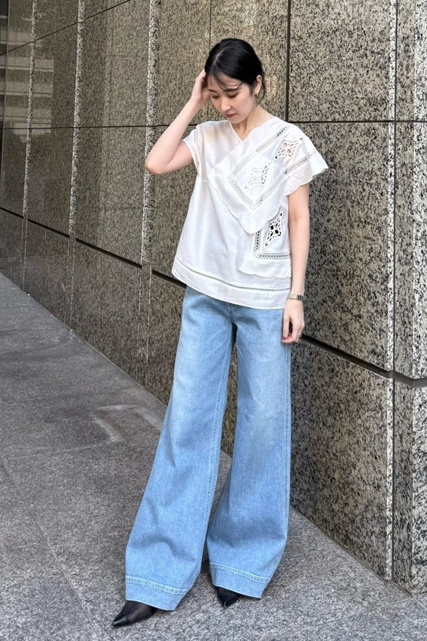 【アドーア/ADORE】のハンカチーフエンブロイダリーブラウス 人気、トレンドファッション・服の通販 founy(ファニー) 　ファッション　Fashion　レディースファッション　Fashion for Women　トップス・カットソー　Cut & Sew Tops　シャツ・ブラウス・オフィスカジュアル　Elegant Blouses & Button-Ups　おすすめ　Recommended / Our Picks　アシンメトリー　Asymmetrical Style　ショート　Short, Short Length　スリーブ　Sleeve, Long Sleeve / Short Sleeve　セットアップ　Set-Up, Coordinated Outfit　タフタ　Taffeta, Structured Fabric　ハンカチ　Handkerchief, Hanky　レース　Lace, Lace Fabric　ワーク　Workwear, Utility Style　再入荷　Restock / Back in Stock　other-7|ID: prp329100004425719 ipo3291000000034989206