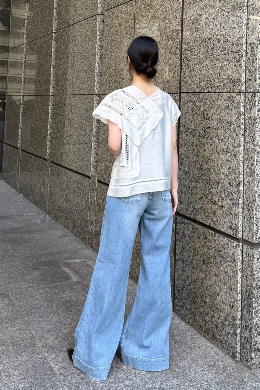 【アドーア/ADORE】のハンカチーフエンブロイダリーブラウス 人気、トレンドファッション・服の通販 founy(ファニー) 　ファッション　Fashion　レディースファッション　Fashion for Women　トップス・カットソー　Cut & Sew Tops　シャツ・ブラウス・オフィスカジュアル　Elegant Blouses & Button-Ups　おすすめ　Recommended / Our Picks　アシンメトリー　Asymmetrical Style　ショート　Short, Short Length　スリーブ　Sleeve, Long Sleeve / Short Sleeve　セットアップ　Set-Up, Coordinated Outfit　タフタ　Taffeta, Structured Fabric　ハンカチ　Handkerchief, Hanky　レース　Lace, Lace Fabric　ワーク　Workwear, Utility Style　再入荷　Restock / Back in Stock　other-8|ID: prp329100004425719 ipo3291000000034989207