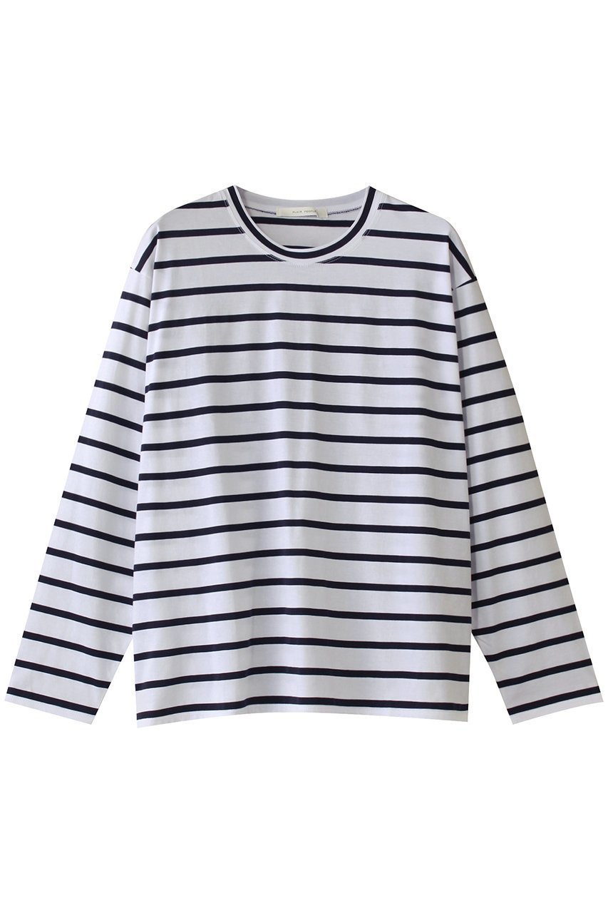 【プレインピープル/PLAIN PEOPLE】のボーダー長袖プルオーバー 人気、トレンドファッション・服の通販 founy(ファニー) 　ファッション　Fashion　レディースファッション　Fashion for Women　トップス・カットソー　Cut & Sew Tops　シャツ・ブラウス・オフィスカジュアル　Elegant Blouses & Button-Ups　ロングTシャツ・Tシャツ　Longline T-Shirts & Tees　カジュアルプルオーバー・ニットトップス　Pullovers & Knit Tops / Casual Pullovers　カットソー・ベーシックTシャツ　Cut-and-Sewn Tops / Stretch Tees & Basics　インナー　Innerwear　シンプル　Simple, Minimal　スリーブ　Sleeve, Long Sleeve / Short Sleeve　ボーダー　Border, Stripe　ロング　Long, Long-Length　再入荷　Restock / Back in Stock　長袖　Long Sleeve, Full Sleeve　 other-1|ID: prp329100004425739 ipo3291000000032706410