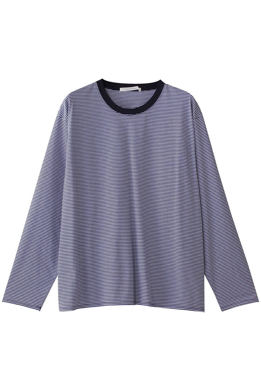 【プレインピープル/PLAIN PEOPLE】のボーダー長袖プルオーバー インテリア・キッズ・メンズ・レディースファッション・服の通販 founy(ファニー) 　ファッション　Fashion　レディースファッション　Fashion for Women　トップス・カットソー　Cut & Sew Tops　シャツ・ブラウス・オフィスカジュアル　Elegant Blouses & Button-Ups　ロングTシャツ・Tシャツ　Longline T-Shirts & Tees　カジュアルプルオーバー・ニットトップス　Pullovers & Knit Tops / Casual Pullovers　カットソー・ベーシックTシャツ　Cut-and-Sewn Tops / Stretch Tees & Basics　インナー　Innerwear　シンプル　Simple, Minimal　スリーブ　Sleeve, Long Sleeve / Short Sleeve　ボーダー　Border, Stripe　ロング　Long, Long-Length　再入荷　Restock / Back in Stock　長袖　Long Sleeve, Full Sleeve　ブルー×ホワイト|ID: prp329100004425739 ipo3291000000032706412