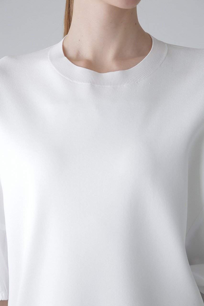 【アドーア/ADORE】のブライトストレッチニット 人気、トレンドファッション・服の通販 founy(ファニー) 　ファッション　Fashion　レディースファッション　Fashion for Women　トップス・カットソー　Cut & Sew Tops　ニット　Knit Tops & Sweaters　カジュアルプルオーバー・ニットトップス　Pullovers & Knit Tops / Casual Pullovers　エレガント 上品　Elegant　シンプル　Simple, Minimal　スリーブ　Sleeve, Long Sleeve / Short Sleeve　ドッキング　Docking, Mixed Material　フォルム　Silhouette, Form　other-2|ID: prp329100004427303 ipo3291000000032813870